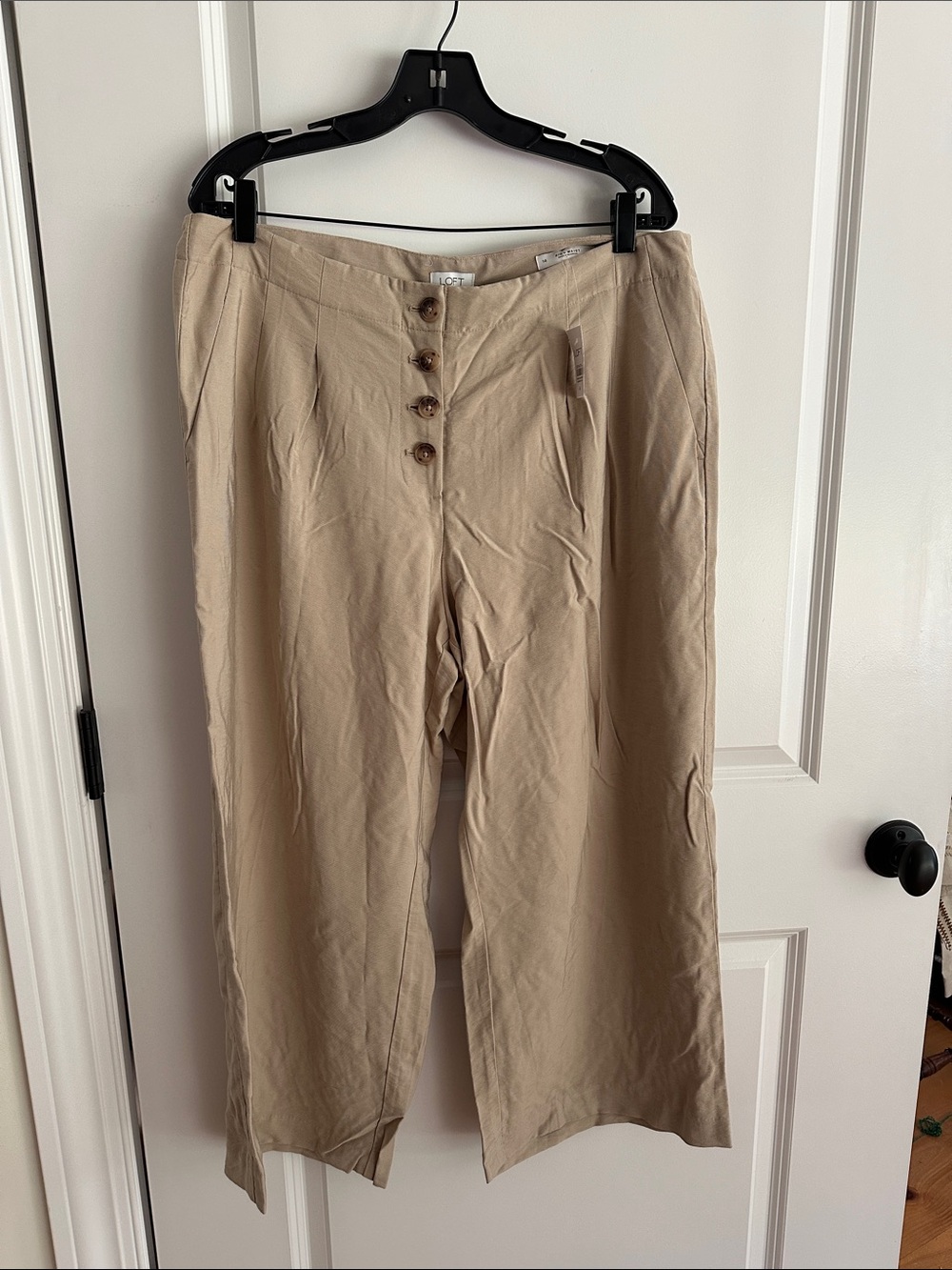 LOFT Wide Leg Crop pants with buttons front